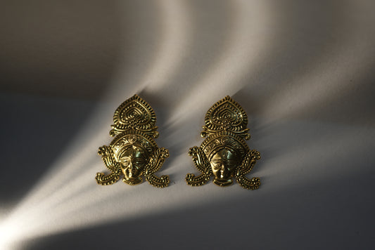Anti-tarnish Durga Earrings Gold