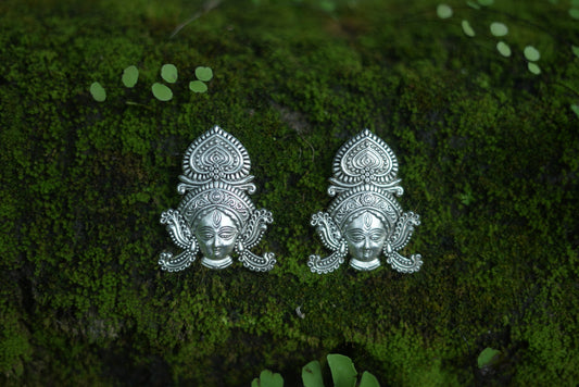 Anti-tarnish Durga Earrings Silver